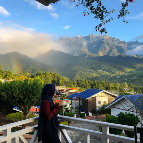 bergambar di gunung kinabalu, sabah