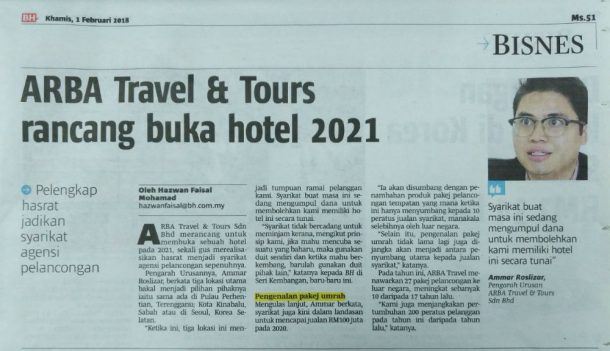 Rancang percutian Anda Sekeluarga Denga Arba Travel ARBA Travel Berita Harian