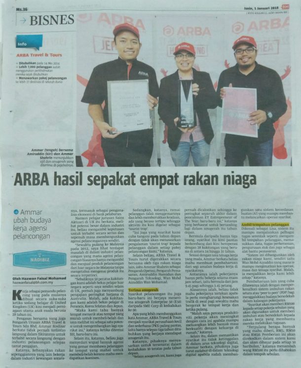 Rancang percutian Anda Sekeluarga Denga Arba Travel ARBA Travel Di Berita Harian